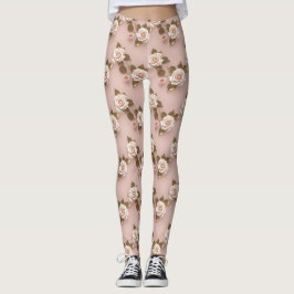 Kleine Rosen in Elfenbein- und Goldtönen Leggings
