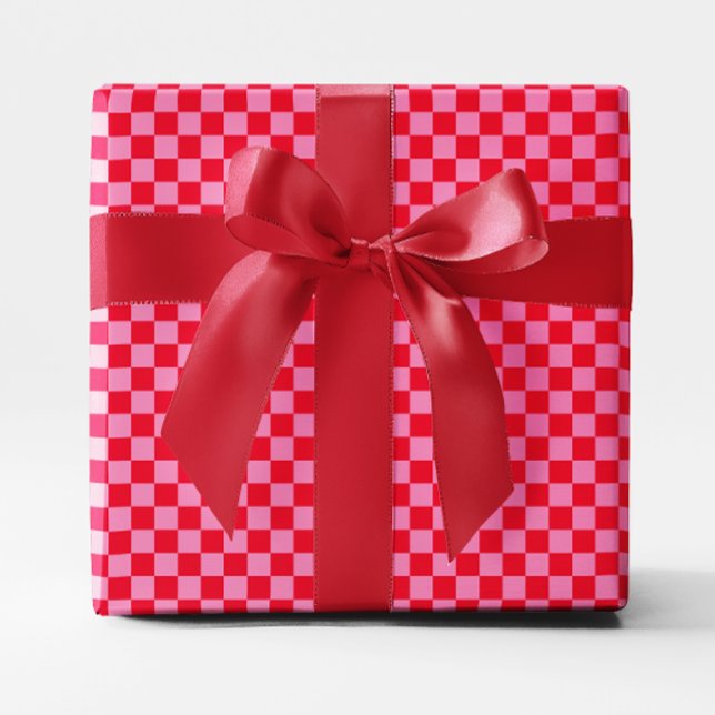 Kleine Rot und Rosa kariert Geschenkpapier (Small Red and Pink Checkered Wrapping Paper)