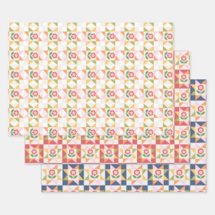 Kleine rote Blumen-Deckchen-Block Geschenkpapier Set