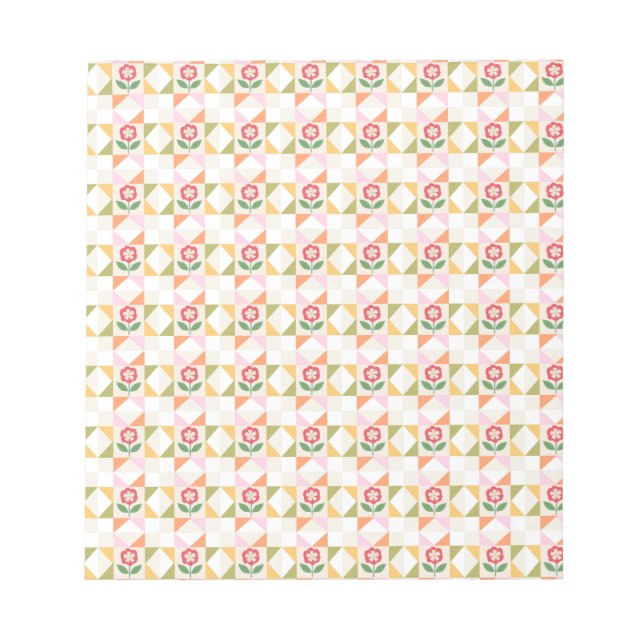 Kleine rote Blumen-Deckchenblock Notizblock (Vorderseite)