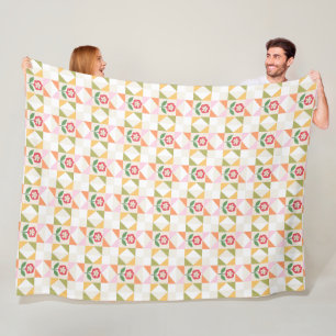 Kleine rote Blumen-Quiltblock-Fleece-Decke Fleecedecke