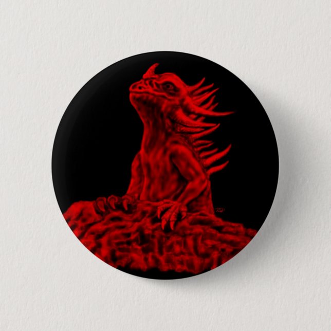 Kleine rote Drache Button (Vorderseite)