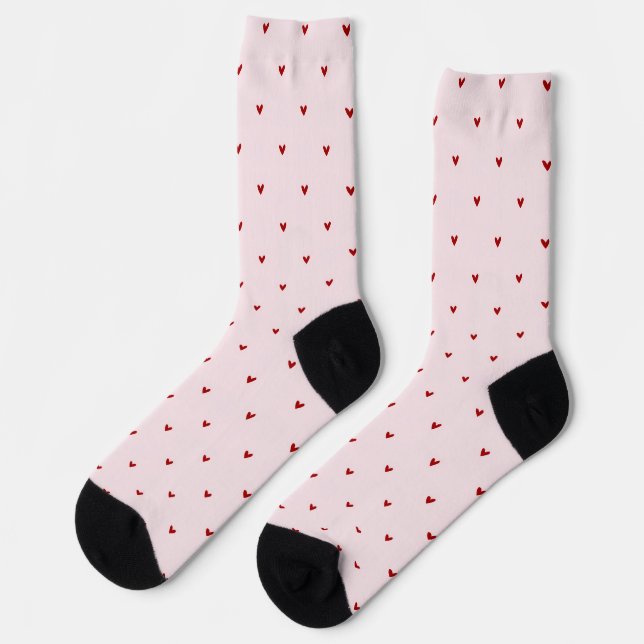 Kleine rote Herzen Rosa Valentinstag Socken (Linkes Detail)
