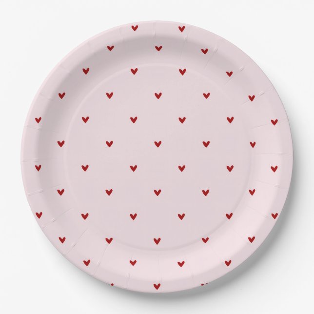 Kleine rote Herzen rosa Valentinstage Pappteller (Vorderseite)