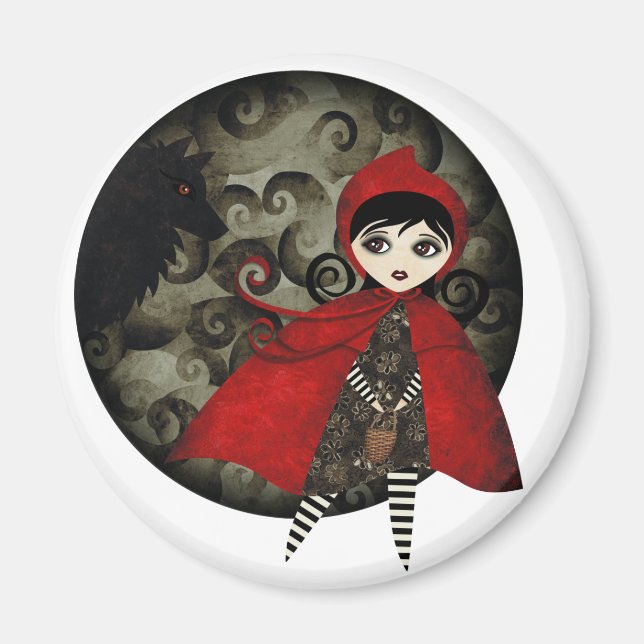 Kleine rote Kapuzinine Magnet (Vorne)