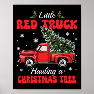Kleine rote Lastwagen transportieren Weihnachtsbau Poster