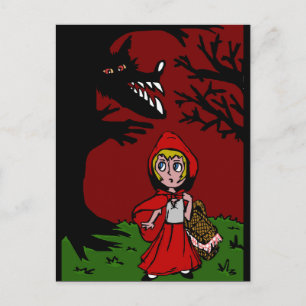 Kleine rote Reithaube im Wald Postkarte