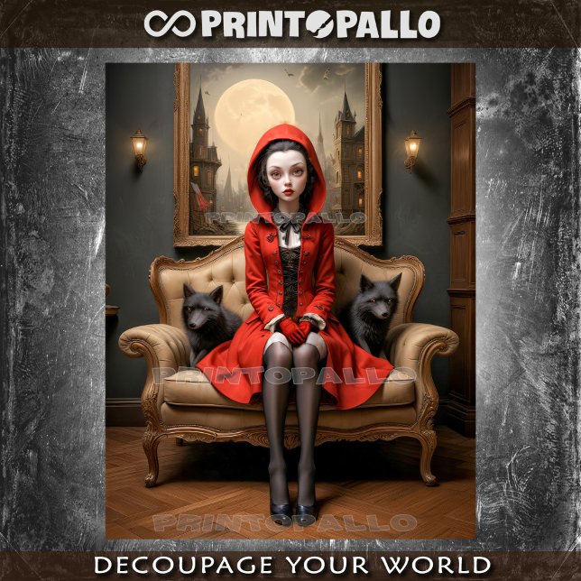 Kleine rote Reithaube passt gut zum Wolfskind Seidenpapier (Von Creator hochgeladen)