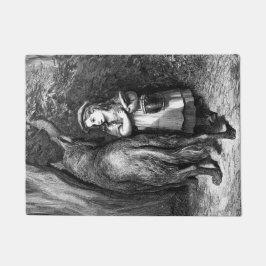 Kleine rote Reithose trifft alten Vater Wolf Fußmatte