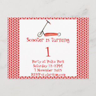 Kleine rote Roller und Kinderkind zum Geburtstag Postkarte