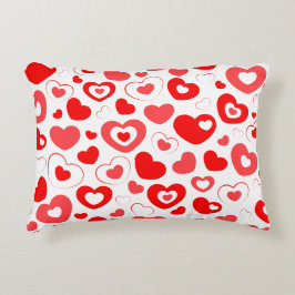 Kleine rote und weiße Herzen Dekokissen