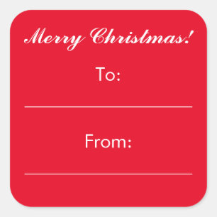 Kleine rote Weihnachtsgeschenke an und von Geschen Quadratischer Aufkleber