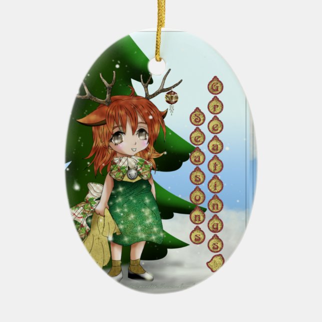 Kleine Rotwild Keramik Ornament (Vorne)