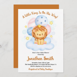 Kleine Safari Lion Watercolor Babydusche Invitati Einladung