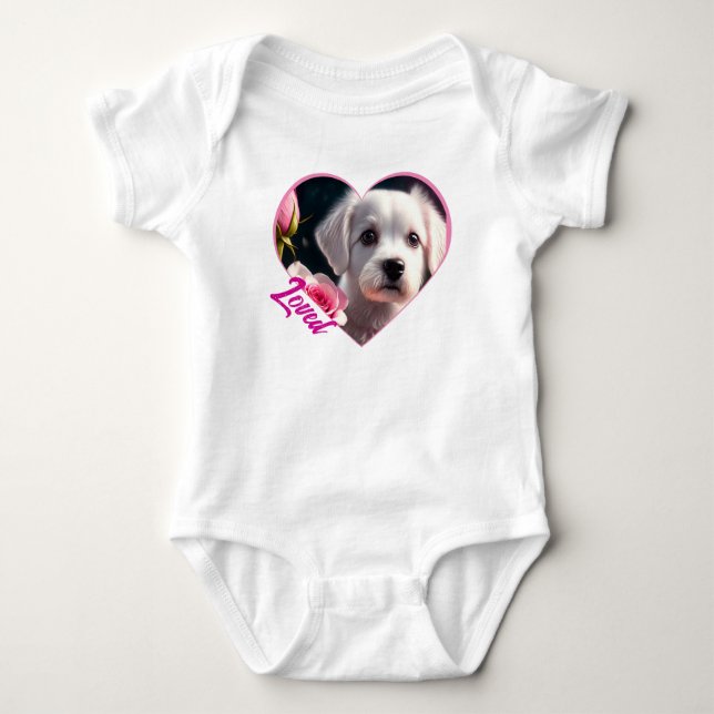 Kleine Sammlung von Hunden und Rose Baby Strampler (Vorderseite)