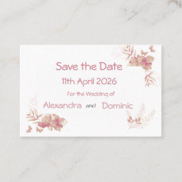 Kleine Save the Date Karte - rosa Blütenschmetterl