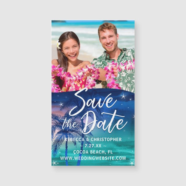 Kleine Save the Date Strand-Hochzeit der Magnetkarte (Vorderseite)