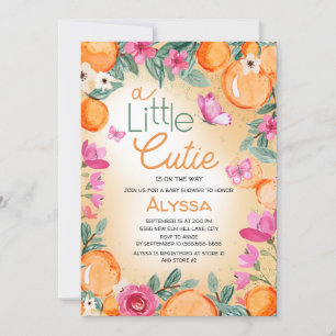 Kleine Schatz Orange Rosa Blumen Schmetterlinge Einladung