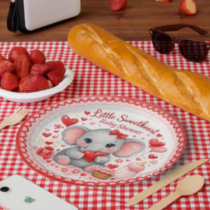 Kleine Schatz Pinker Elefant Baby Shower Papier Pappteller