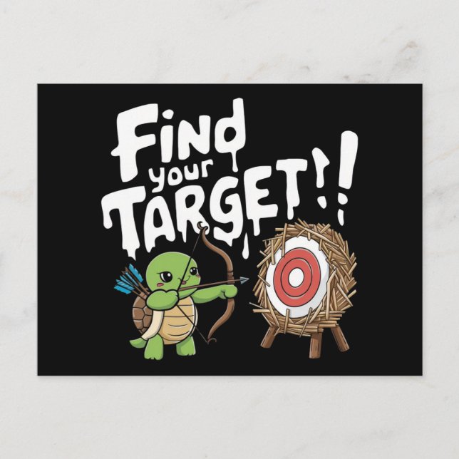 Kleine Schildkröte, die auf einen Pfeil abzielt Postkarte (Vorderseite)