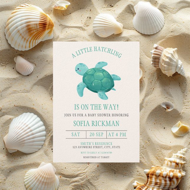 Kleine Schildkröte Tortoise Ocean Babydusche Einladung (A little hatchling is on the way Baby Shower Invitation Turtle Sea Tortoise Boy Under the Sea)