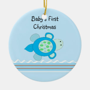 Kleine Schildkröten-Babys erstes Weihnachten Keramik Ornament