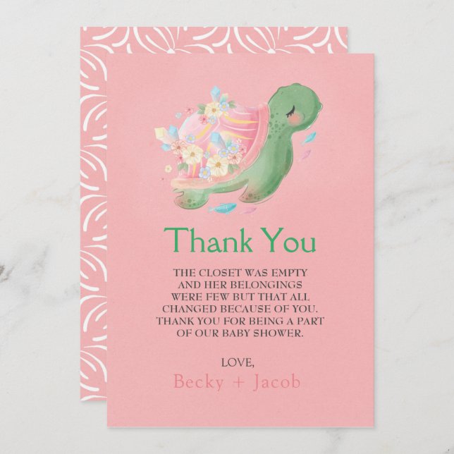 Kleine Schildkrötendusche Danke Karte (Vorne/Hinten)