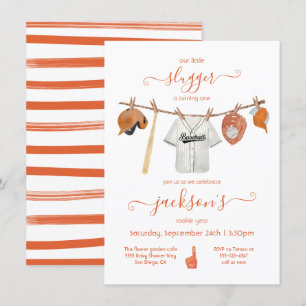 Kleine Schlägerin Baseball Clothesline Geburtstags Einladung