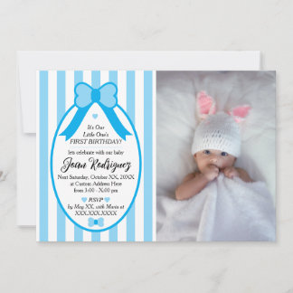 Kleine Schleife 1. Geburtstags-Fotoeinladungen Einladung