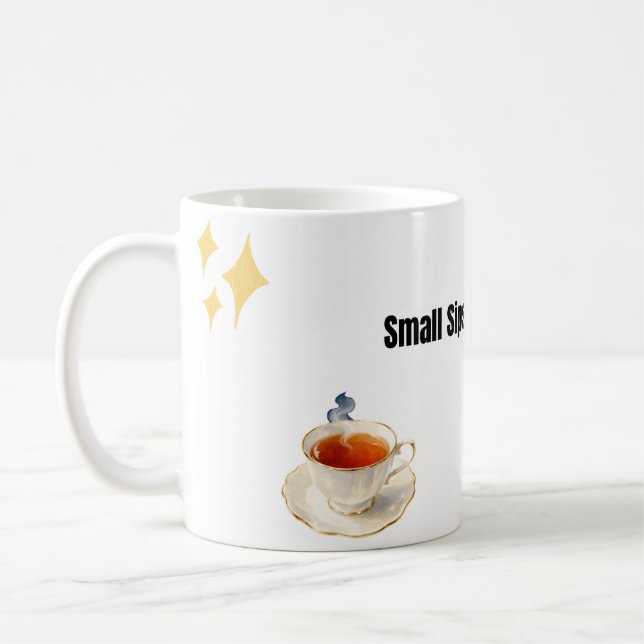 Kleine Schlucke. Große Freude. Hübsche Typografie  Kaffeetasse (Links)