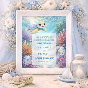 Kleine schlüpfende Meeresschildkröte Baby Shower B Poster
