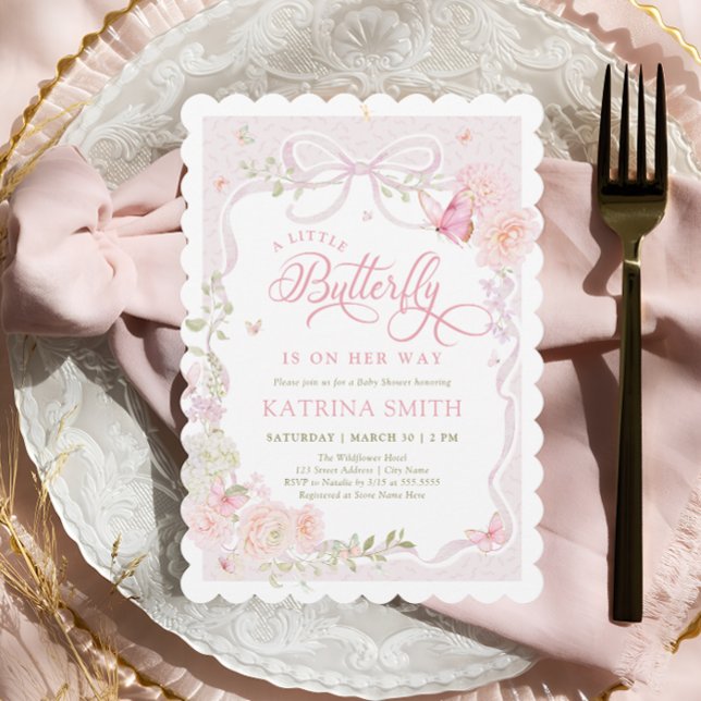 Kleine Schmetterling Rosa Baby Shower Einladung (Von Creator hochgeladen)