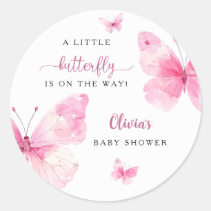 Kleine Schmetterlings-Baby-Party Runder Aufkleber