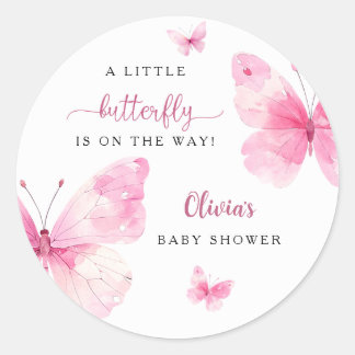 Kleine Schmetterlings-Baby-Party Runder Aufkleber