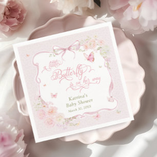 Kleine Schmetterlings-Blüten-Mädchen-Baby-Party Serviette