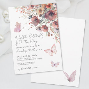 Kleine Schmetterlings-Wildblume-Herbst-Baby-Party Einladung