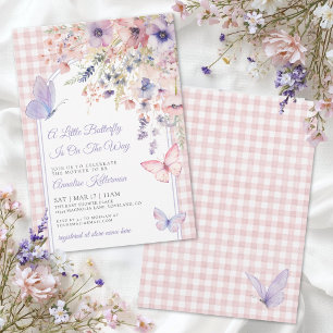 Kleine Schmetterlings-Wildblumen-Baby-Party Einladung