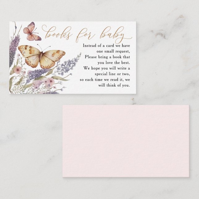 Kleine Schmetterlingsbücher für die Babyverpackung Begleitkarte (Vorne/Hinten)