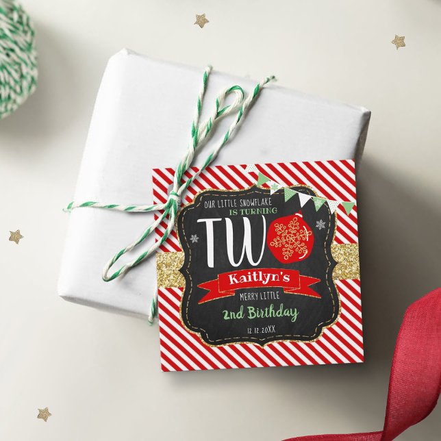 Kleine Schneeflocke drehen 2! 2. Geburtstag Geschenkanhänger (Von Creator hochgeladen)