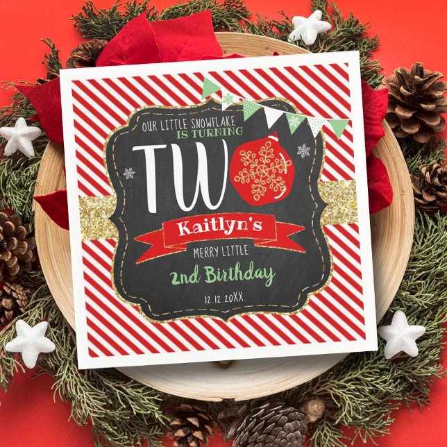 Kleine Schneeflocke drehen 2! 2. Geburtstag Serviette (Von Creator hochgeladen)