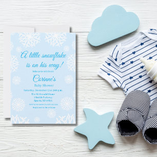 Kleine Schneeflocke Junge Blau Baby Shower Einladung