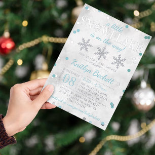 Kleine Schneeflocke Jungen Winter-Baby-Party Echt Folieneinladung