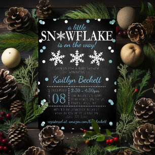 Kleine Schneeflocke Jungen Winter-Baby-Party Echt Folieneinladung