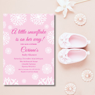 Kleine Schneeflocke zarte rosa Mädchen-Baby-Party Einladung