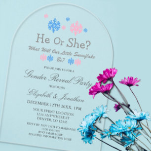 Kleine Schneeflocken-Winter-Geschlechtsoffenbarung Acryleinladungen