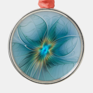 Kleine Schönheit Moderne Blaue Goldene Fraktal Kun Ornament Aus Metall