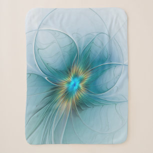 Kleine Schönheit Moderne Blaue Goldene Fraktal Kun Sherpadecke