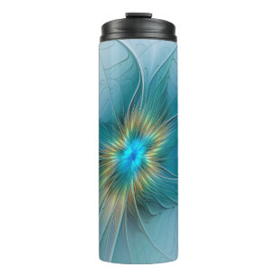 Kleine Schönheit Moderne Blaue Goldene Fraktal-Kun Thermosbecher