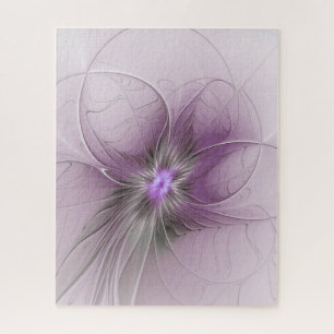 Kleine Schönheit Moderne Mauve Grau Fraktale Kunst Puzzle