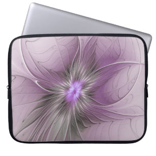 Kleine Schönheit Moderne Mauve Graue Fraktal-Kunst Laptopschutzhülle